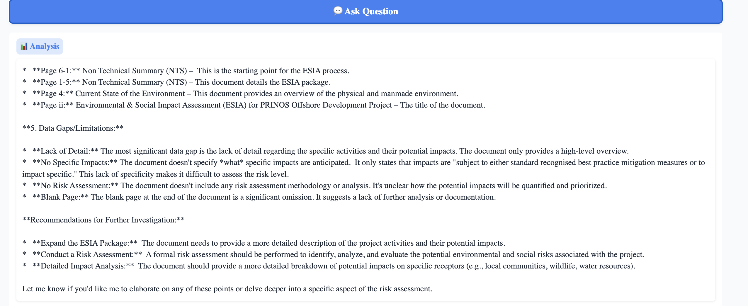 Generative AI ESG insights screenshot