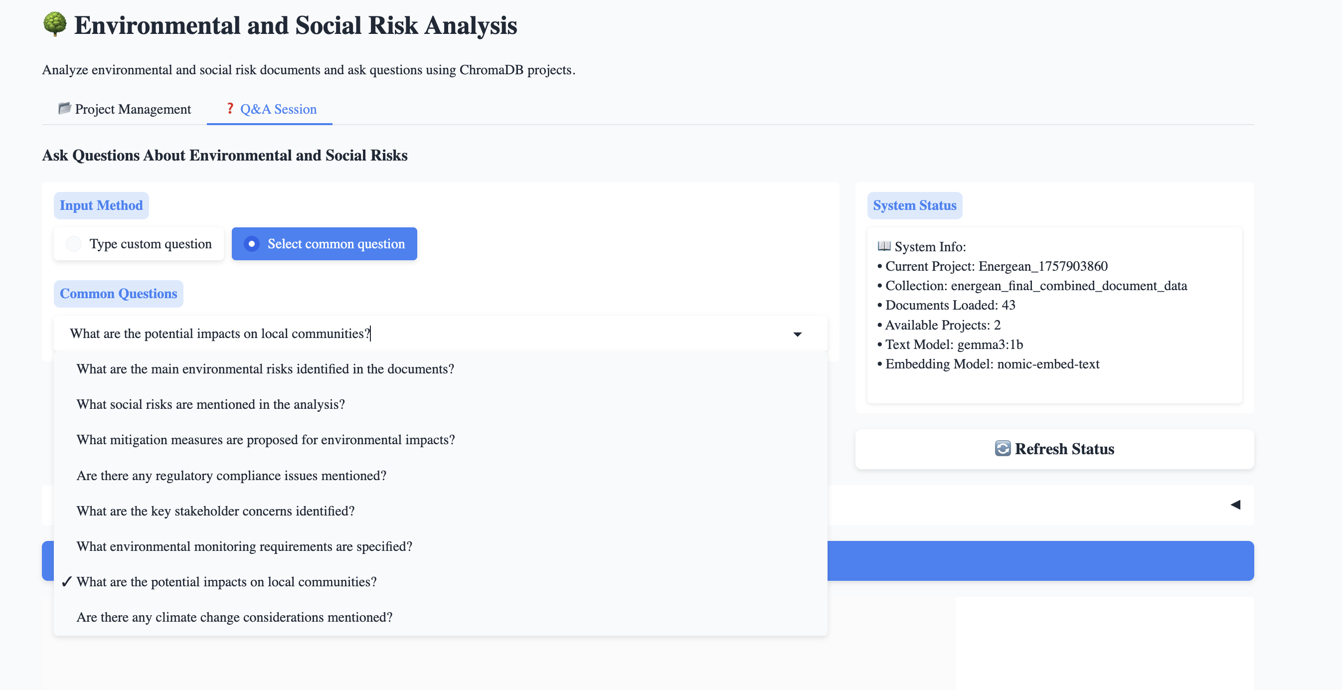 ESG risk review dashboard screenshot