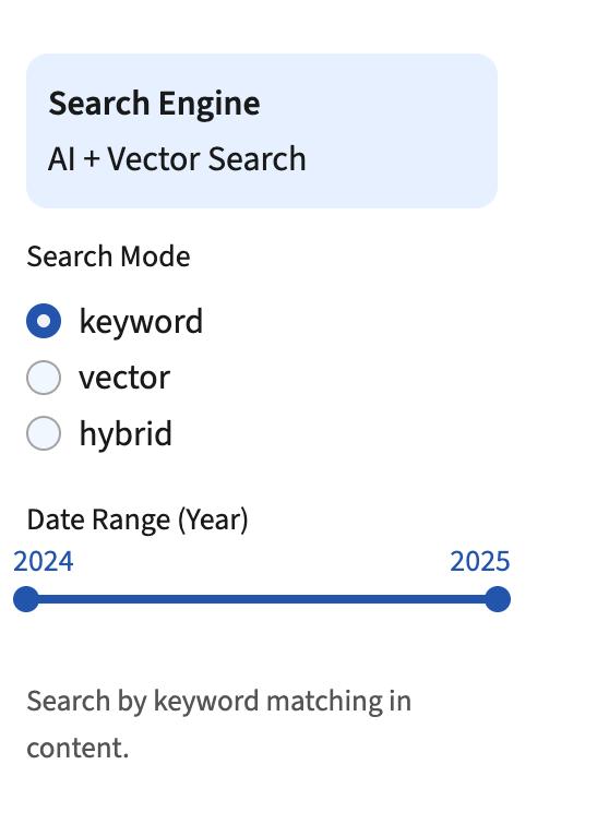 Available search options